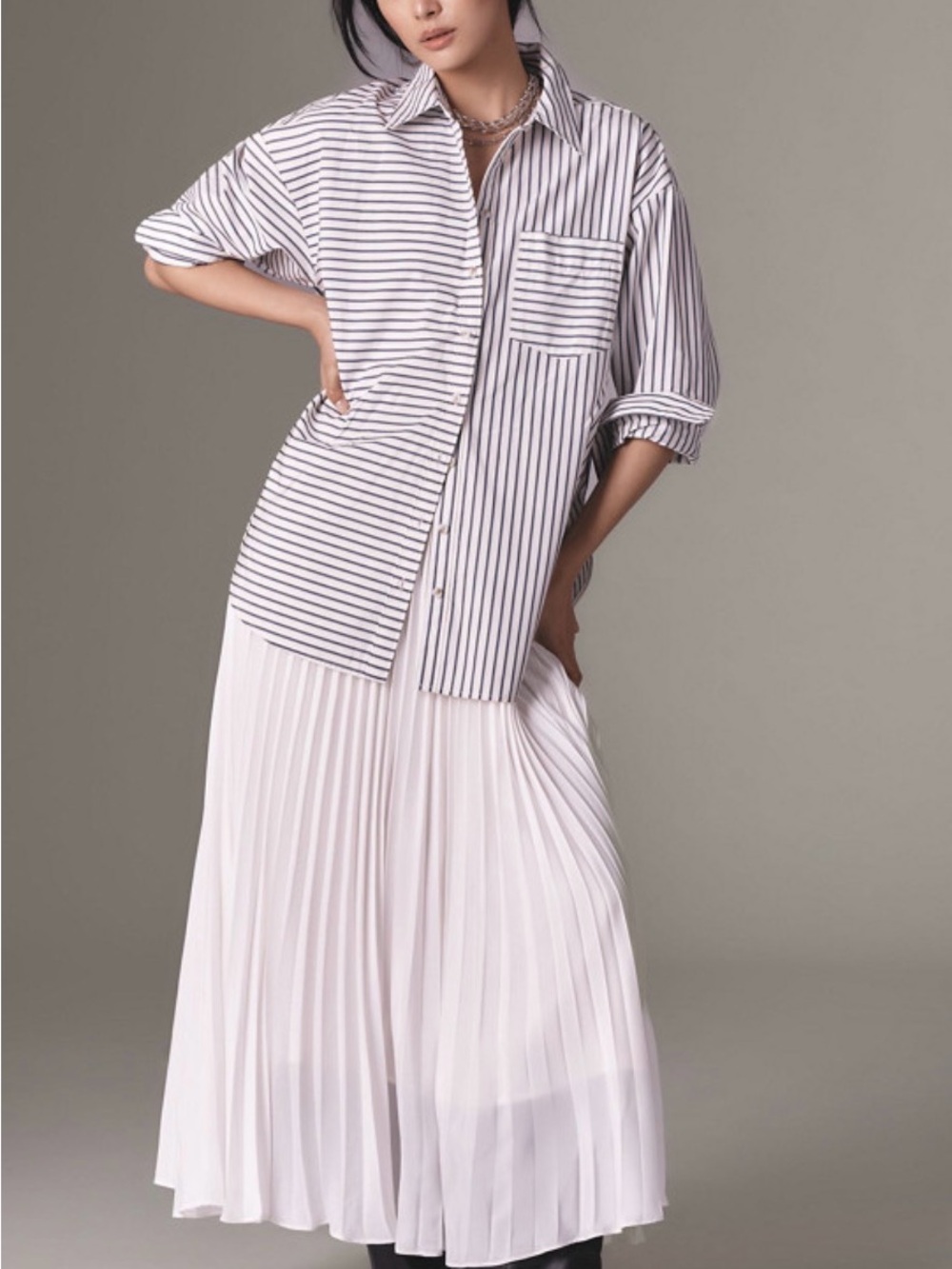 Anthropologie Twofer Maxi Shirt Dress Size Small